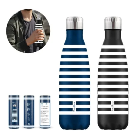 Bouteille isotherme personnalisée Striped Little Marcel® - 500 ML Bouteille isotherme personnalisée Striped Little Marcel® - 500 ML