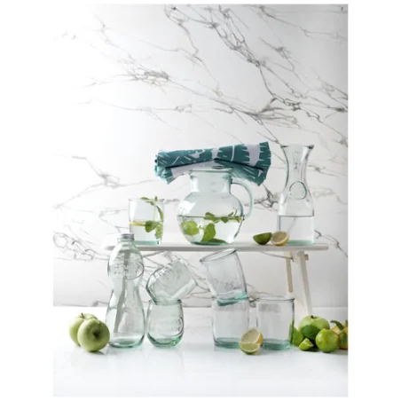 Carafe 2,3L et ses 4 verres 430ml Terazza en verre recyclé personnalisable Carafe 2,3L et ses 4 verres 430ml Terazza en verre recyclé personnalisable