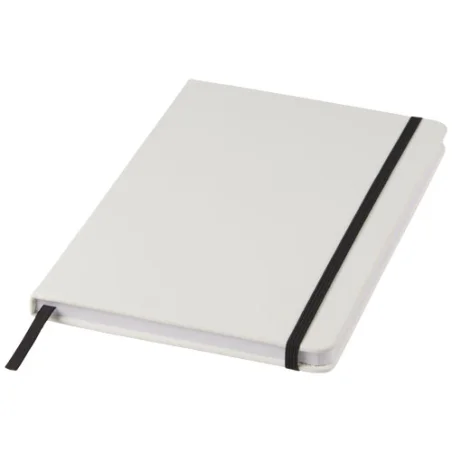 Carnet publicitaire blanc A5 Spectrum avec élastique de couleur Carnet publicitaire blanc A5 Spectrum avec élastique de couleur