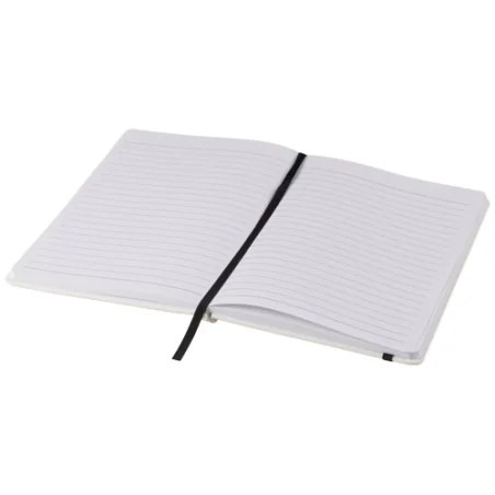 Carnet publicitaire blanc A5 Spectrum avec élastique de couleur Carnet publicitaire blanc A5 Spectrum avec élastique de couleur