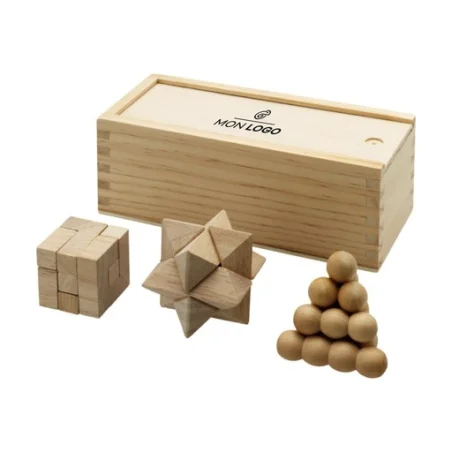 Casse-tête chinois personnalisable Brainiac 3 pièces en bois Casse-tête chinois personnalisable Brainiac 3 pièces en bois