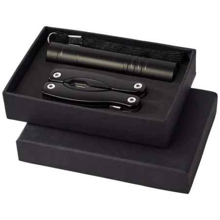 Coffret cadeau avec couteau multi fonctions et lampe torche LED Scout personnalisable