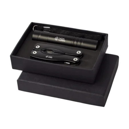 Coffret cadeau avec couteau multi fonctions et lampe torche LED Scout personnalisable Coffret cadeau avec couteau multi fonctions et lampe torche LED Scout personnalisable