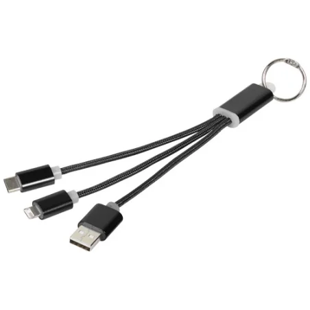 Câble de charge personnalisable 3-en-1 avec porte-clés Metal Câble de charge personnalisable 3-en-1 avec porte-clés Metal