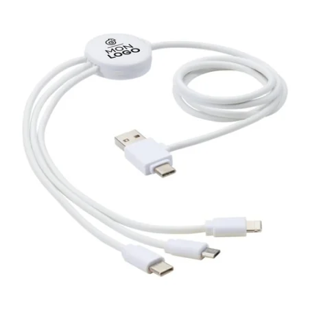 Câble de charge publicitaire 5-en-1 Pure avec additif antibactérien Câble de charge publicitaire 5-en-1 Pure avec additif antibactérien