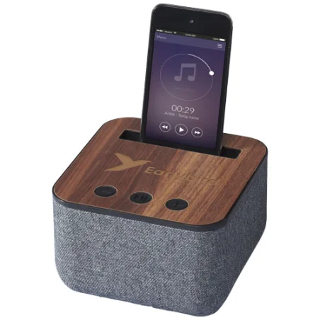 Enceinte personnalisable Bluetooth® en tissu et bois Shae Enceinte personnalisable Bluetooth® en tissu et bois Shae