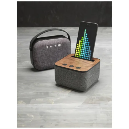 Enceinte personnalisable Bluetooth® en tissu et bois Shae