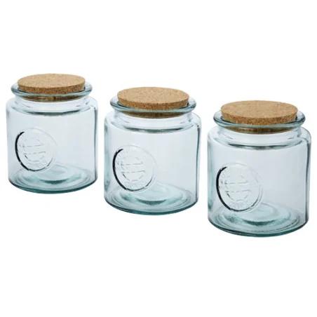 Ensemble de 3 bocaux personnalisés de 800 ml en verre recyclé Ensemble de 3 bocaux personnalisés de 800 ml en verre recyclé