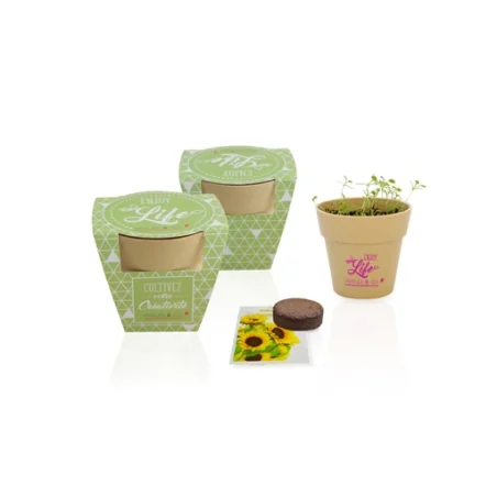 Kit de plantation personnalisé Pot en fibre de Bambou 100% Biodégradable Kit de plantation personnalisé Pot en fibre de Bambou 100% Biodégradable