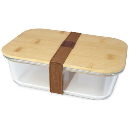 Lunch box personnalisable Roby en verre avec couvercle en bambou 1L