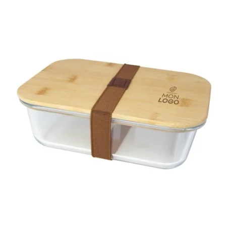 Lunch box personnalisable Roby en verre avec couvercle en bambou 1L