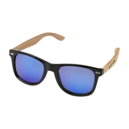 Lunettes de soleil personnalisable polarisées miroir Hiru en rPET/bois dans coffret cadeau