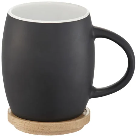 Mug personnalisé Hearth 400ml avec dessous de mug et couvercle en bambou