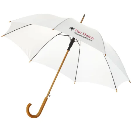 Parapluie publicitaire 23" à ouverture automatique, poignée et mât en bois Parapluie publicitaire 23" à ouverture automatique, poignée et mât en bois