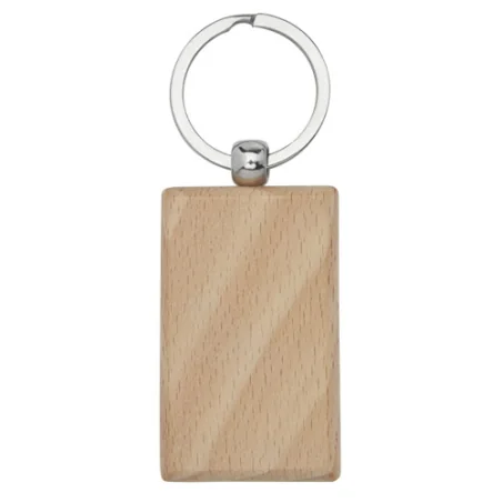 Porte-clés personnalisable rectangulaire Gian en bois de hêtre