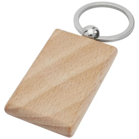 Porte-clés personnalisable rectangulaire Gian en bois de hêtre