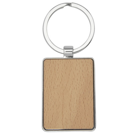 Porte-clés personnalisable rectangulaire Mauro en bois de hêtre