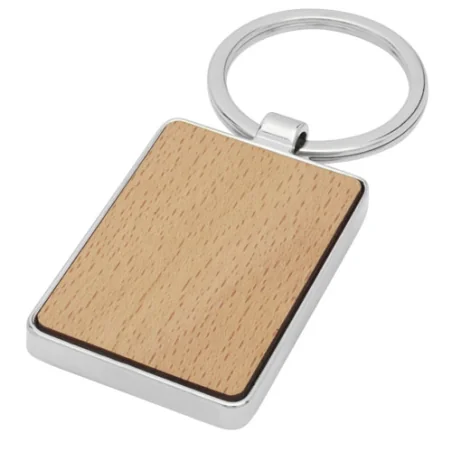 Porte-clés personnalisable rectangulaire Mauro en bois de hêtre
