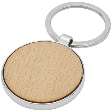 Porte-clés personnalisable rond Moreno en bois de hêtre Porte-clés personnalisable rond Moreno en bois de hêtre