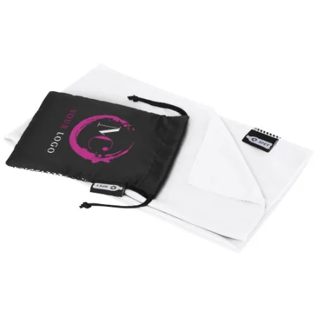 Serviette de sport personnalisée rafraîchissante en PET recyclé Raquel avec pochette Serviette de sport personnalisée rafraîchissante en PET recyclé Raquel avec pochette