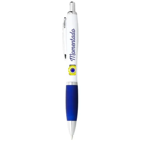 Stylo bille personnalisable avec corps blanc et grip coloré Nash Stylo bille personnalisable avec corps blanc et grip coloré Nash