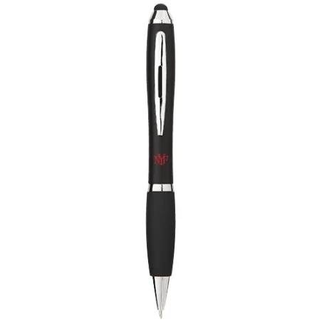 Stylo bille personnalisable avec stylet coloré avec grip noir Nash Stylo bille personnalisable avec stylet coloré avec grip noir Nash