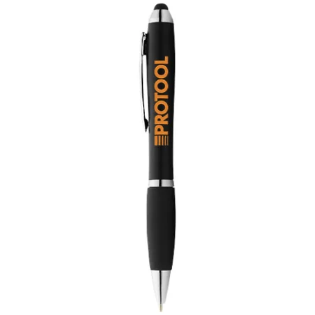 Stylo bille personnalisable avec stylet coloré avec grip noir Nash Stylo bille personnalisable avec stylet coloré avec grip noir Nash