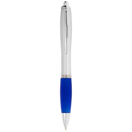 Stylo bille personnalisé avec corps argenté et grip coloré Nash Stylo bille personnalisé avec corps argenté et grip coloré Nash