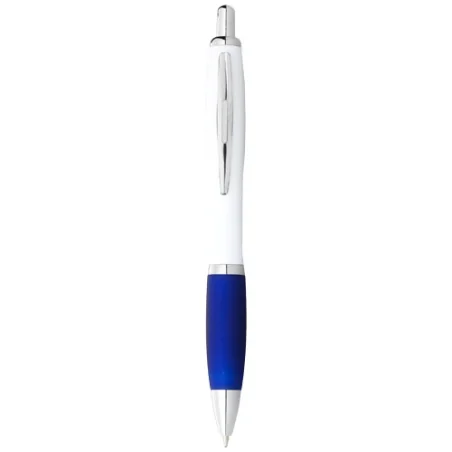 Stylo bille personnalisé avec corps blanc et grip coloré Nash Stylo bille personnalisé avec corps blanc et grip coloré Nash