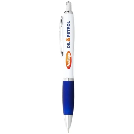 Stylo bille personnalisé avec corps blanc et grip coloré Nash Stylo bille personnalisé avec corps blanc et grip coloré Nash