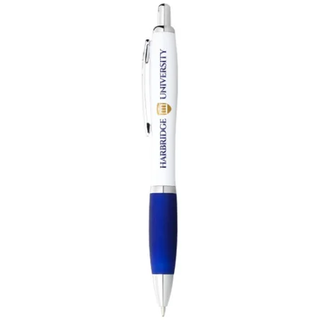Stylo bille personnalisé avec corps blanc et grip coloré Nash Stylo bille personnalisé avec corps blanc et grip coloré Nash