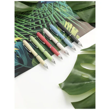 Stylo bille personnalisé en paille de blé avec pointe chromée Nash Stylo bille personnalisé en paille de blé avec pointe chromée Nash