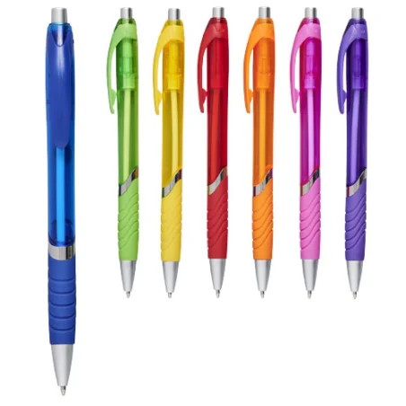 Stylo bille personnalisé translucide avec grip en caoutchouc Turbo Stylo bille personnalisé translucide avec grip en caoutchouc Turbo