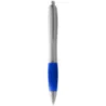 Stylo bille publicitaire avec corps argenté et grip coloré Nash Stylo bille publicitaire avec corps argenté et grip coloré Nash