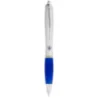 Stylo bille publicitaire avec corps argenté et grip coloré Nash Stylo bille publicitaire avec corps argenté et grip coloré Nash