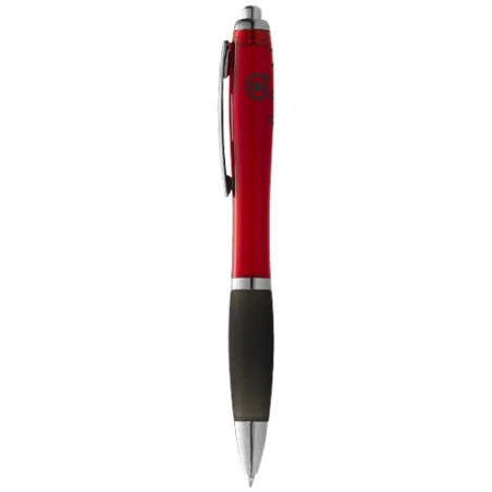 Stylo à bille publicitaire Nash avec grip noir Stylo à bille publicitaire Nash avec grip noir