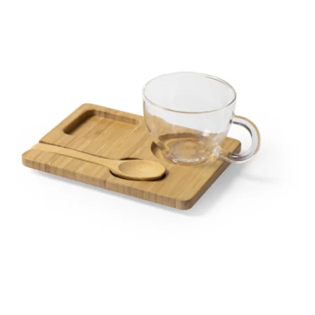 Tasse à café personnalisable et son plateau en bambou Morkel