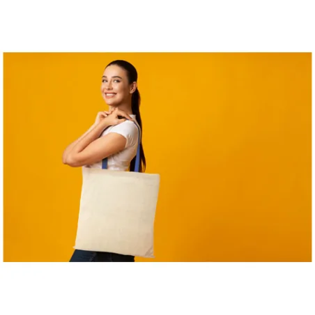Tote bag publicitaire en coton Nevada 100 gr/m² avec poignées de couleur 7L Tote bag publicitaire en coton Nevada 100 gr/m² avec poignées de couleur 7L