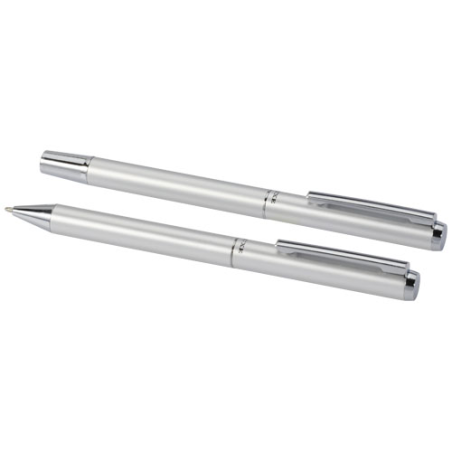 Parure personnalisable stylo bille et stylo roller Lucetto en aluminium recyclé