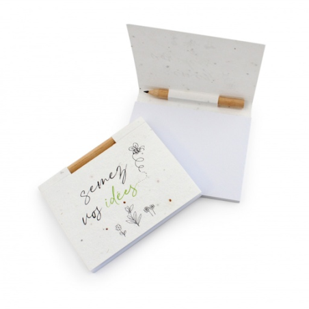 Bloc note personnalisable en papier ensemencé avec mini crayon
