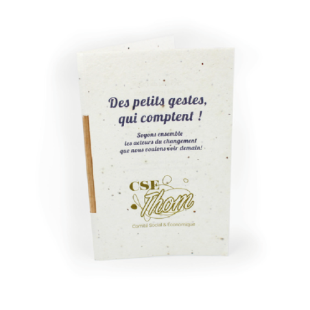 Carte de vœux personnalisable en papier graines avec crayon de bois