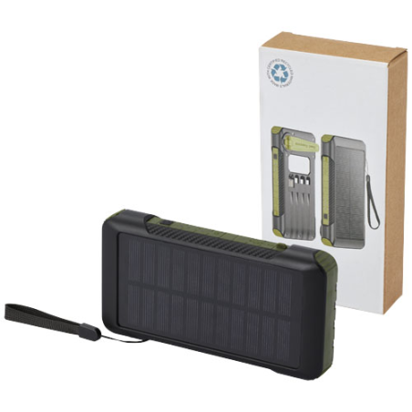 Batterie de secours personnalisée Soldy solaire à dynamo en plastique recyclé RCS de 10 000 mAh