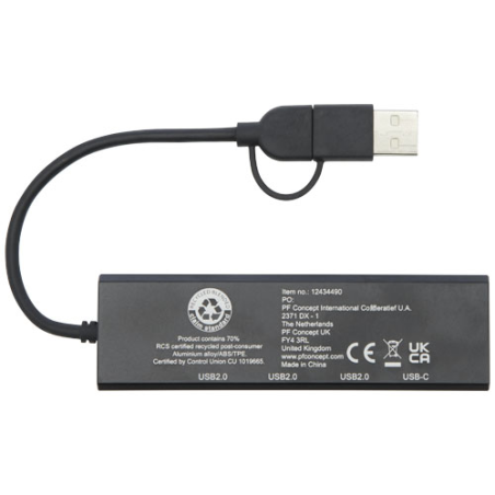 Concentrateur USB personnalisé 2.0 Rise en aluminium recyclé certifié RCS
