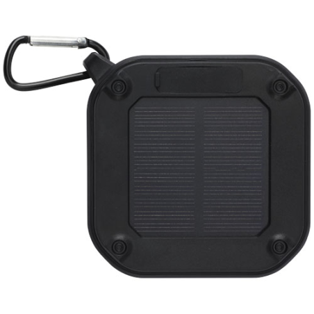 Enceinte solaire Bluetooth® Solo de 3 W IPX5 en plastique recyclé certifié RCS avec mousqueton