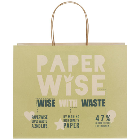 Sac en papier fabriqué à partir de déchets agricoles avec poignées torsadées, grande taille