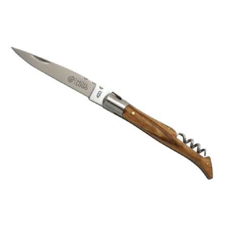 Couteau personnalisable tradition 12 cm tire bouchon frêne exotique (avec étui)