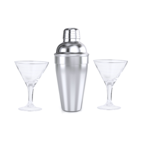 Kit personnalisable à Cocktail avec shaker en inox 550 ml et 2 verres en verre 150 ml Cefiro