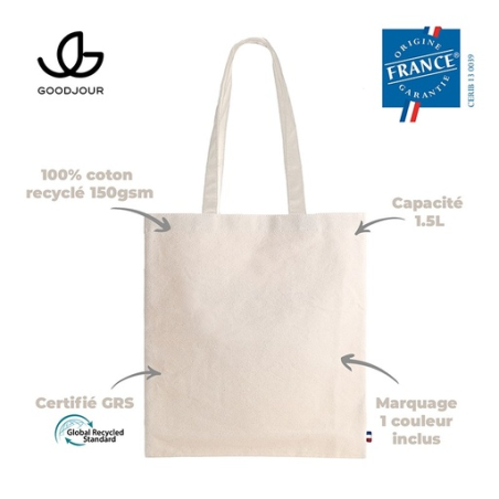 Tote bag personnalisable 150g 100% coton Goodjour® Le coq