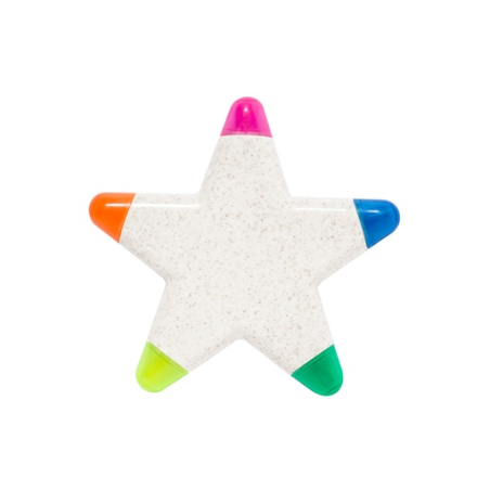 Surligneurs publicitaire 5 couleurs en forme d'étoile en paille de blé Pentar