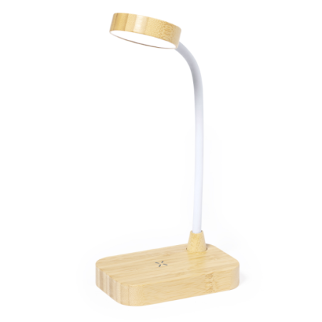 Lampe publicitaire en bambou avec chargeur sans fil 15w Gregal